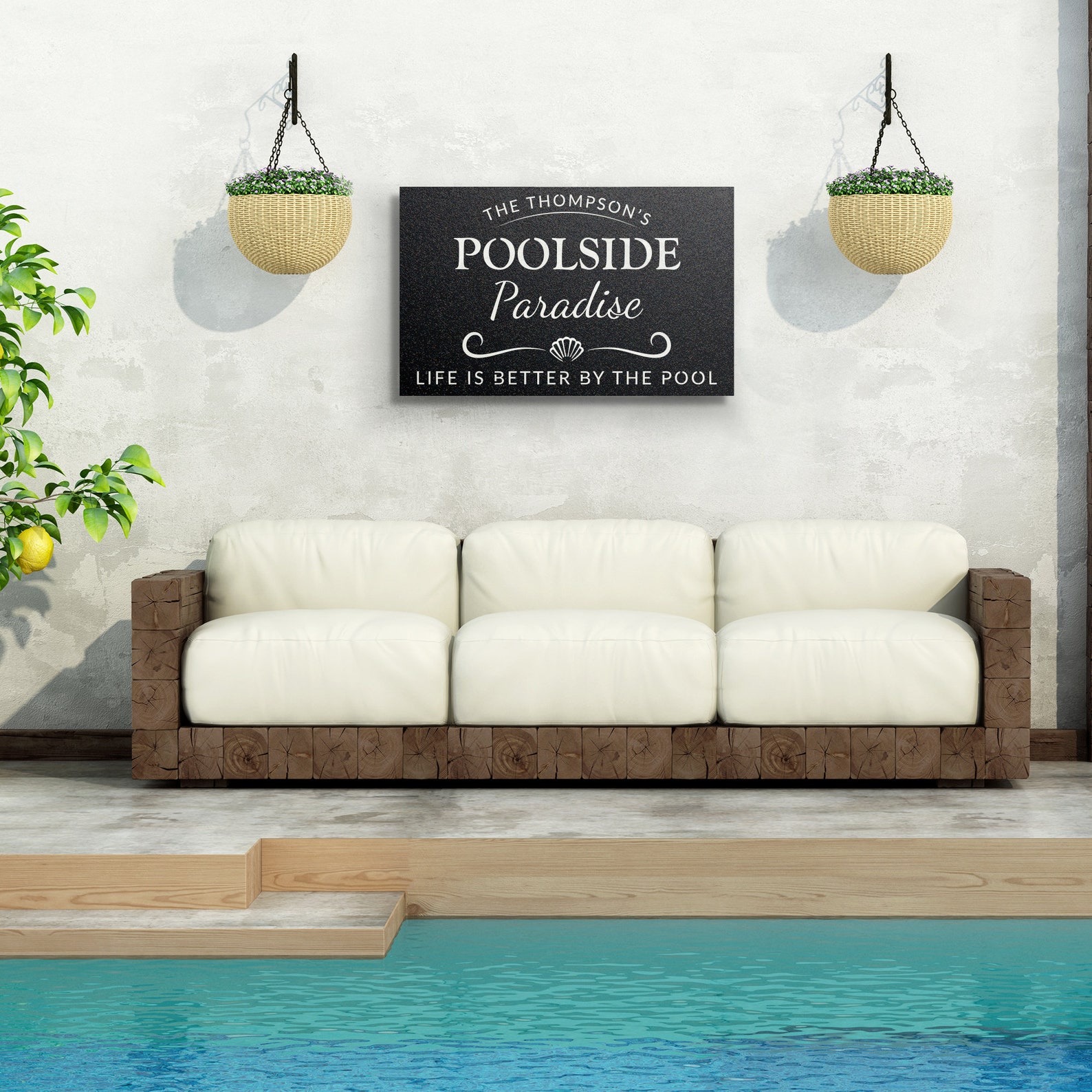 Poolside Paradise Metal Pool Sign Swimming Pool Sign Etsy