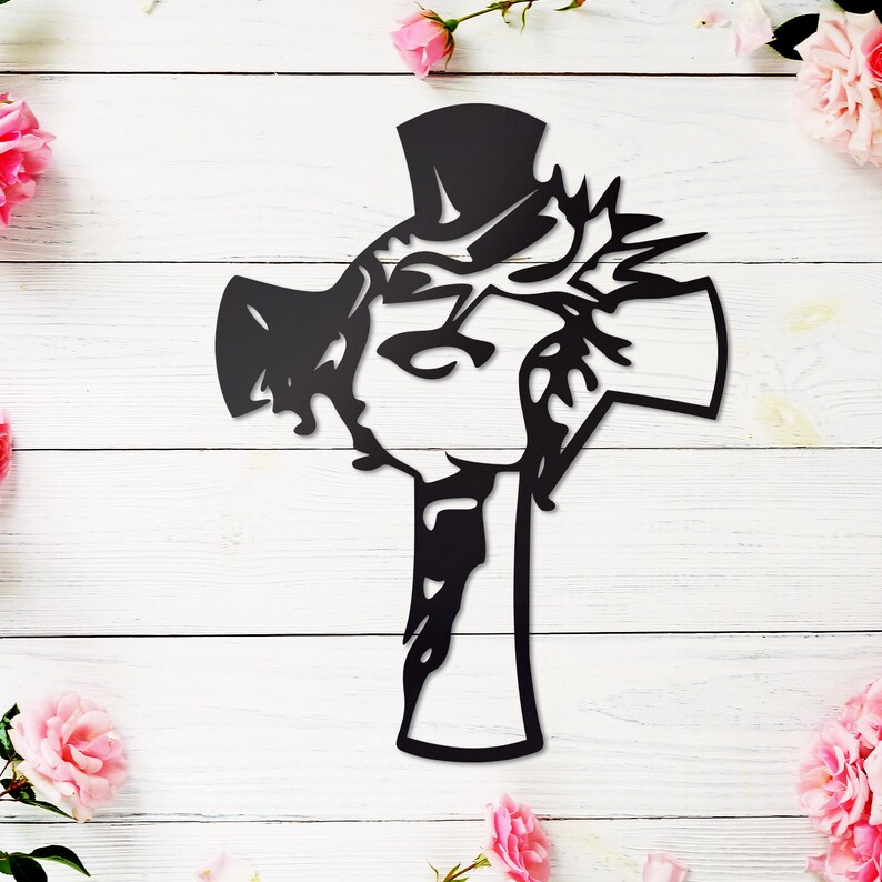 Jesus Cross Metal Wall Art Religious Wall Decor Cross Wall Etsy