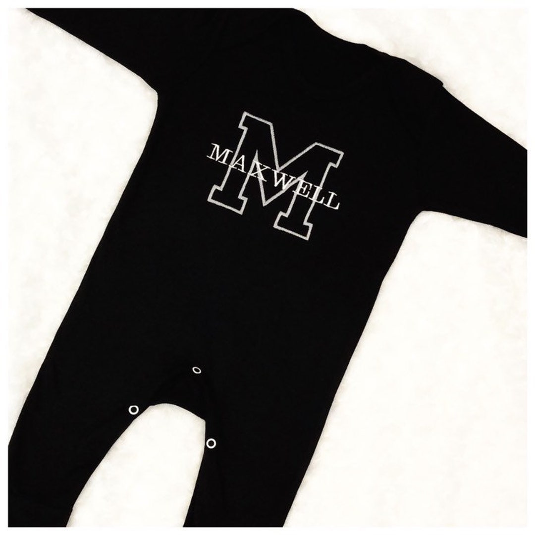 Embroidered Personalised Large Initial Name Babygrow Personalised Baby
