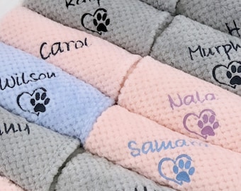 Dog Blanket - Embroidered Personalised Dog Blanket -  Puppy Blanket - Cat Blanket - Paw Print Blanket - Super Soft Pet Blanket - Dog Gift