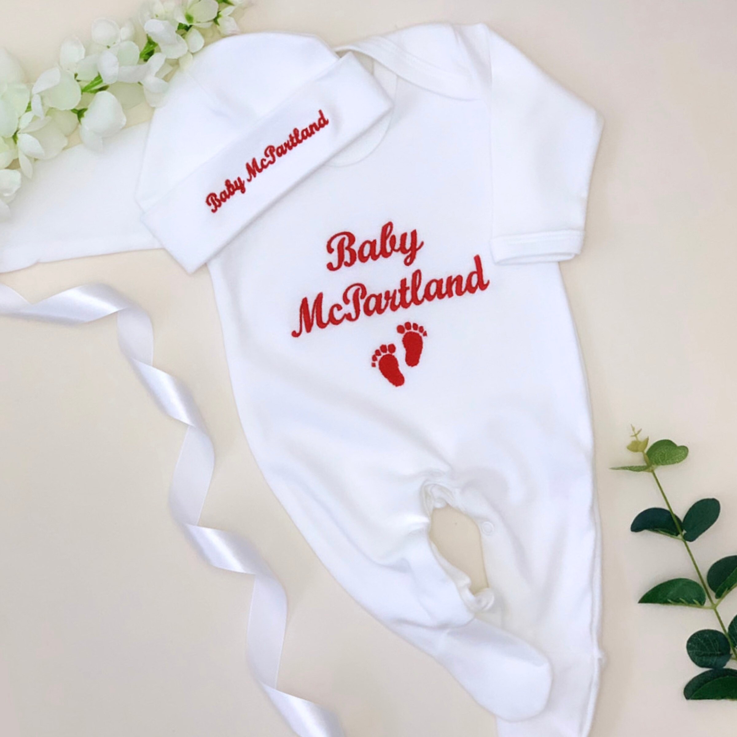 Embroidered Personalised Babygrow Gift Set Newborn Etsy
