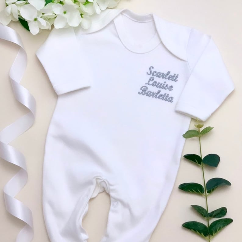 Embroidered Personalised Baby Clothes Personalised Baby Gro Etsy