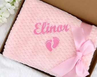 Personalised Baby Blanket - Embroidered Baby Blanket - Personalised Baby Gift - Baby Footprint Blanket - Baby Shower Gift - New Baby Gift