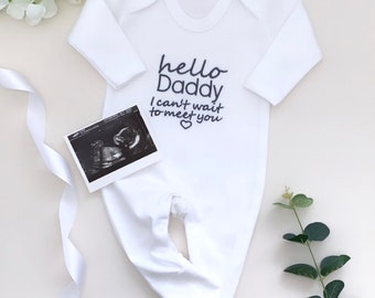 Haftowana kamizelka informująca o ciąży - Babygrow informujący o ciąży - Ujawnienie ciąży - Hello Daddy - Hello Baby - Hello Vest Hello Onesie