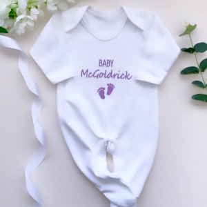 Personalised Onesie - Embroidered Personalised Baby Name Sleepsuit - Embroidered Baby Name Baby grow - Footprints Personalised Baby Vest