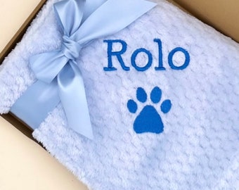 Personalised Dog Blanket - Embroidered Dog Blanket -  Puppy Blanket - Cat Blanket - Paw Print Blanket - Pet Blanket - Dog Gift