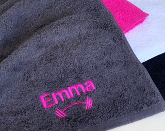 EMBROIDERED Personalised Gym Towel - Dumbbell Gym Towel - Gym Gift - Personalised Weights Gym Towel - Embroidered Gym Towel - Name Gym Towel