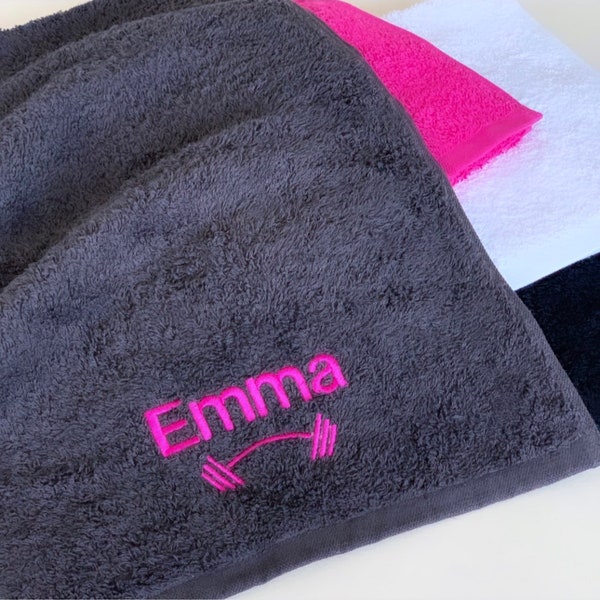 EMBROIDERED Personalised Gym Towel - Dumbbell Gym Towel - Gym Gift - Personalised Weights Gym Towel - Embroidered Gym Towel - Name Gym Towel