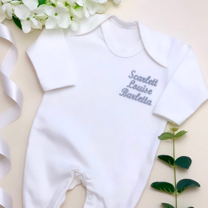 Embroidered Personalised Baby Clothes Personalised Baby Gro Etsy