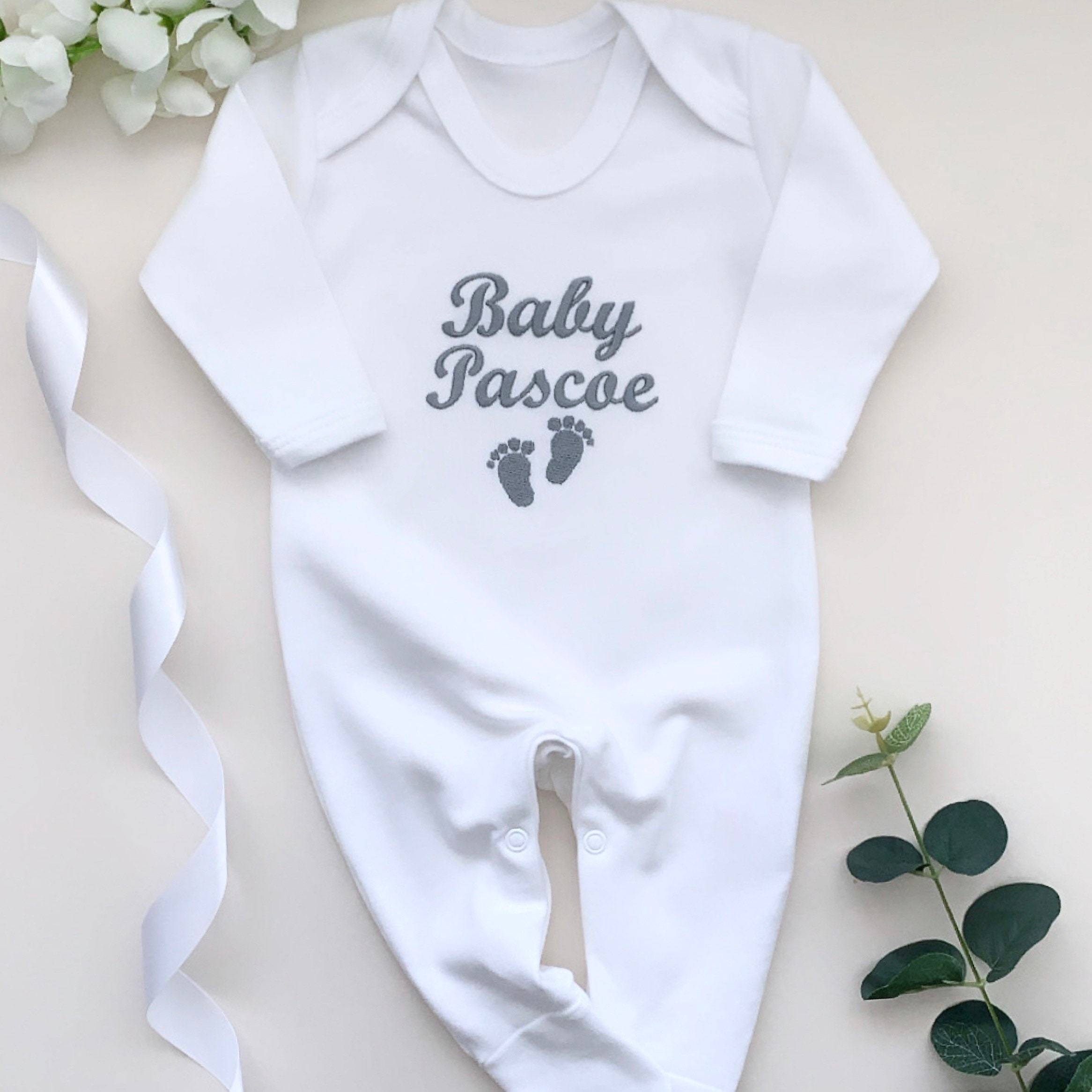 Embroidered Personalised Babygrow Gift Set Newborn Etsy