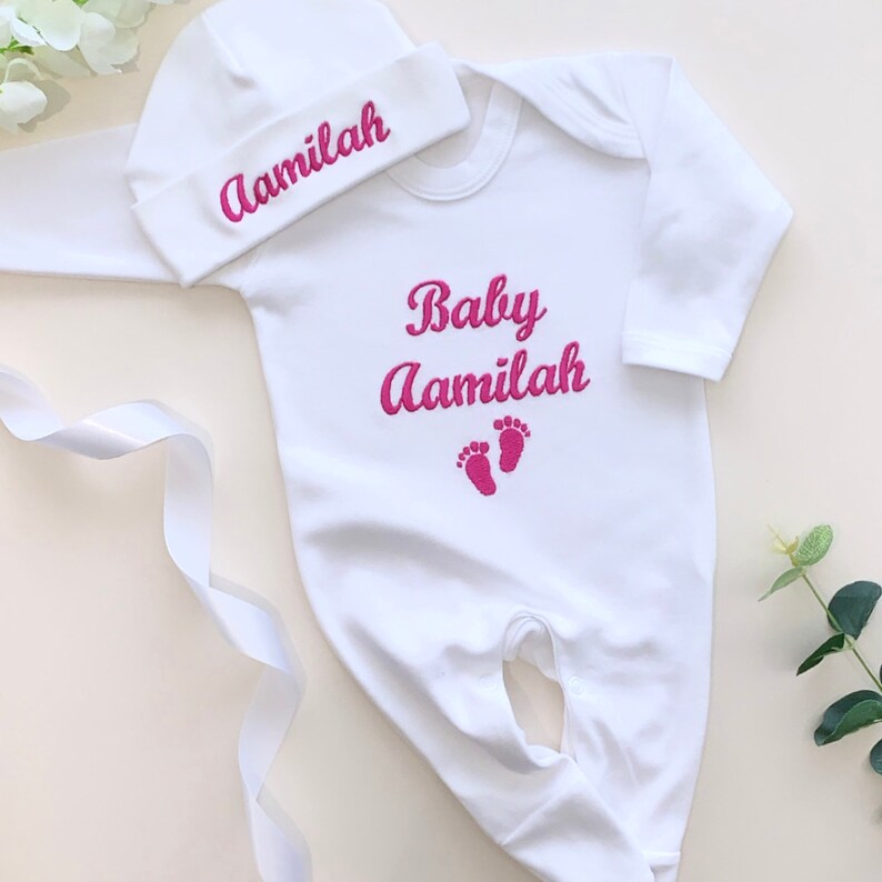 Embroidered Personalised Babygrow Gift Set Newborn Etsy