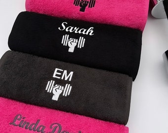 Embroidered Gym Towel - Personalised Gym Towel - Personalised Gym Gift - Personalised Weight Training Towel - Dumbbell Gym Towel