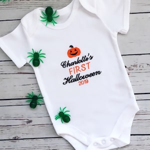 Embroidered First Halloween Vest - 1st Halloween Baby Vest -  Personalised Halloween Vest - Halloween Vest - Halloween Baby Outfit