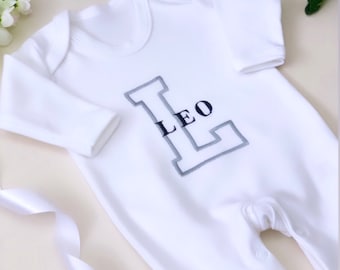 Embroidered Large Initial Babygrow - Baby Initial Vest - Personalised Large Initial Baby grow - Personalised Baby Sleepsuit - Baby Name Vest