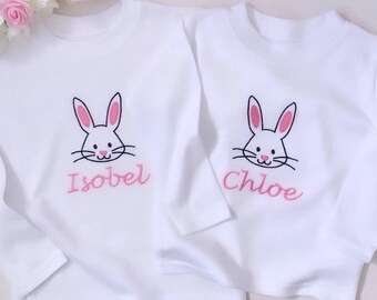 Top de Pascua personalizado bordado - Camiseta de Pascua - Camiseta personalizada de Pascua para niños - Chaleco de Pascua personalizado - Bunny Babygrow