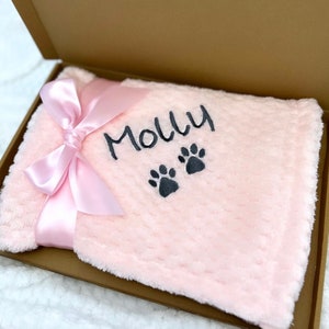 Dog Blanket Cat Blanket Personalised Dog Blanket Puppy Blanket Paw Print Blanket Super Soft Pet Blanket Embroidered Blanket zdjęcie 9