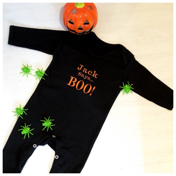 Embroidered Personalised Halloween Babygrow Baby Halloween