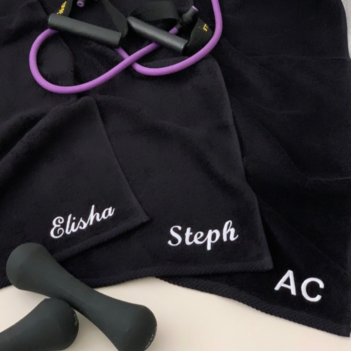 Personalised Gym Towel With Zipped Pocket. Embroidered With Name