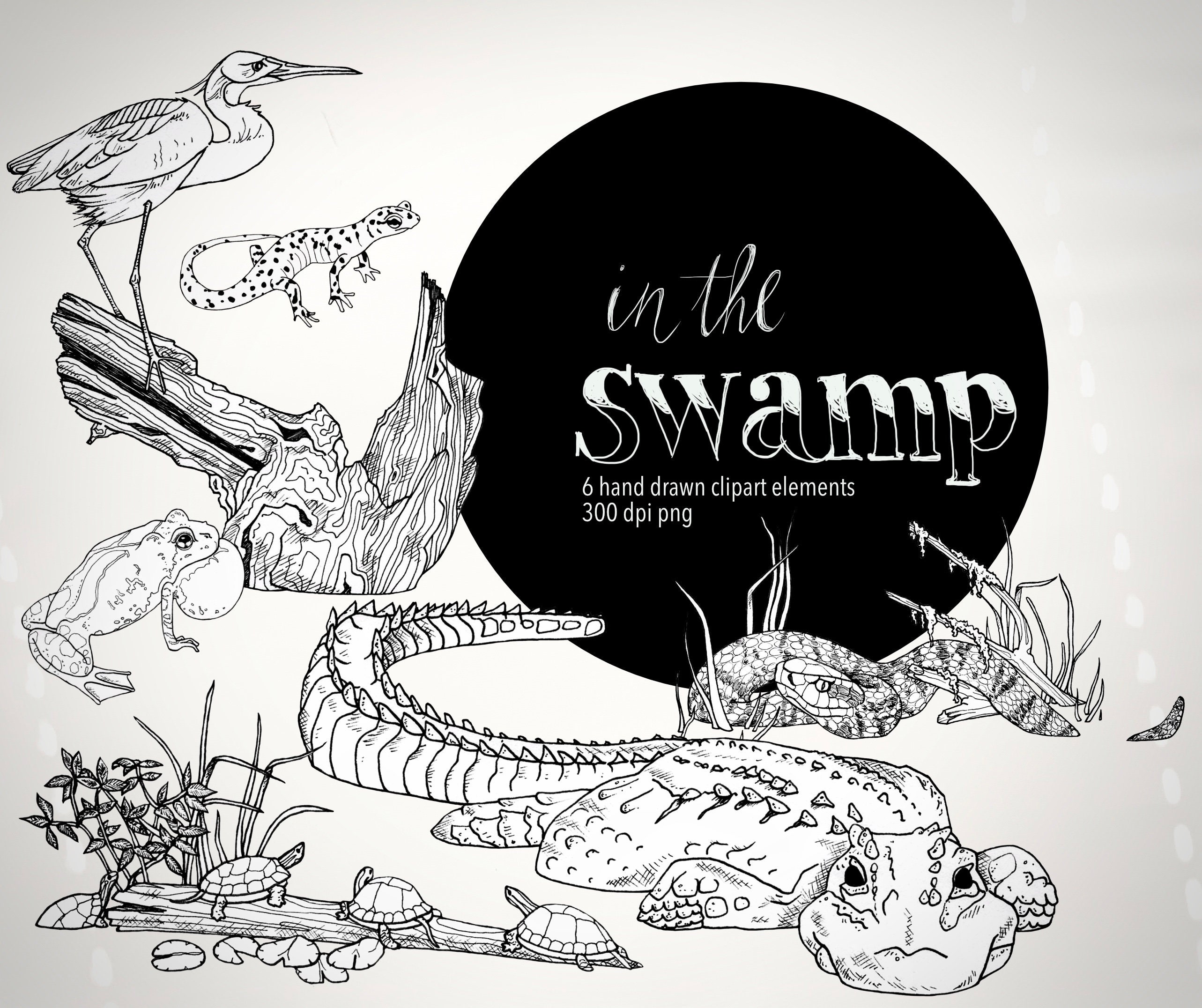 Black And White Swamp Clipart