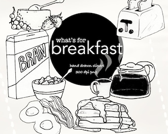 What's For Breakfast Clipart, Eggs and Bacon, Clipart Coffee Mug, Clipart Coffee, PNG Coffee, Pancake Clipart, Pancake PNG, Pancakes PNG