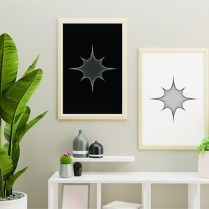 Black & White Geometric Star Wall Art, Set of 2 Prints, Téléchargement numérique