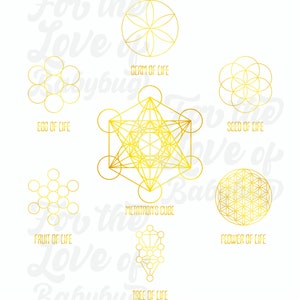 Gold Metatron&#39;s Cube of Life Group Digital Download