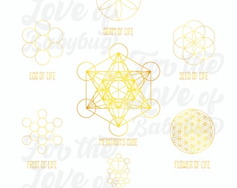 Gold Metatron's Cube of Life Group Digital Download