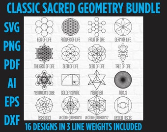 Sacred Geometry Bundle, Vector art, Ai, SVG, EPS, PNG, Pdf, Dxf Digital Download