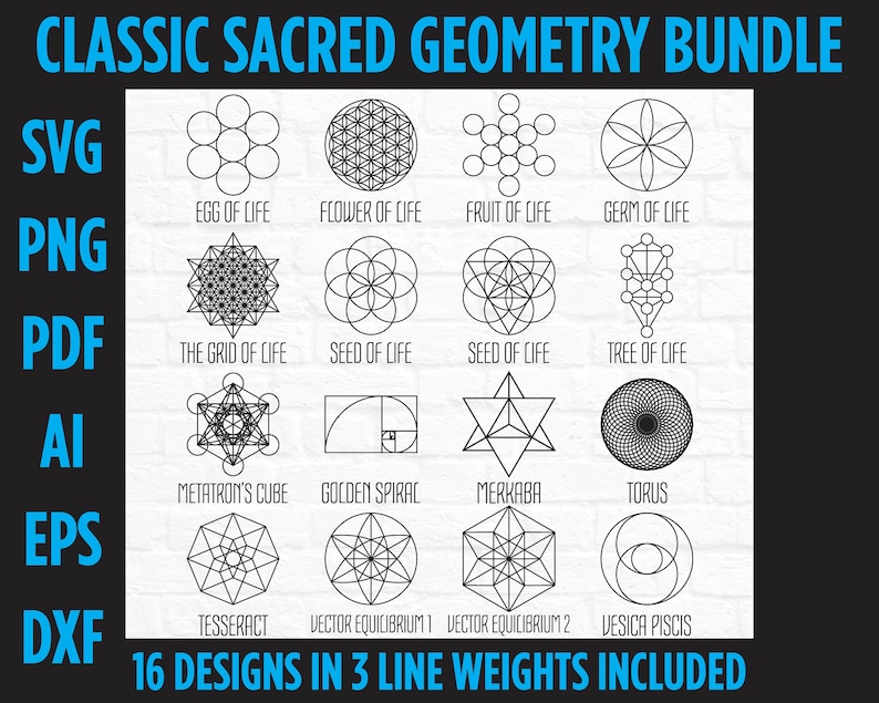Sacred Geometry Bundle, Vector Art, Ai, SVG, EPS, PNG, Pdf, Dxf Digital ...