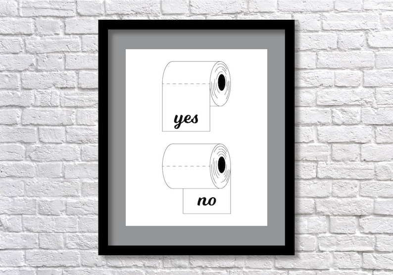 Toilet Paper Diagram Funny Bathroom Sign Digital Print PNG Etsy