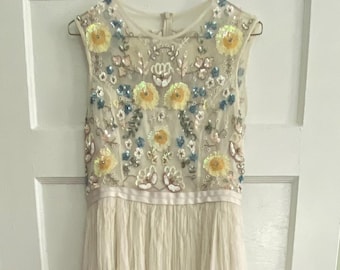 Sequin Wedding Dress: BHLDN Anthropologie, Size 8, Short Train
