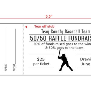 500 Custom Raffle Tickets, Numbered With Tear-off Stub, Fundraiser ...
