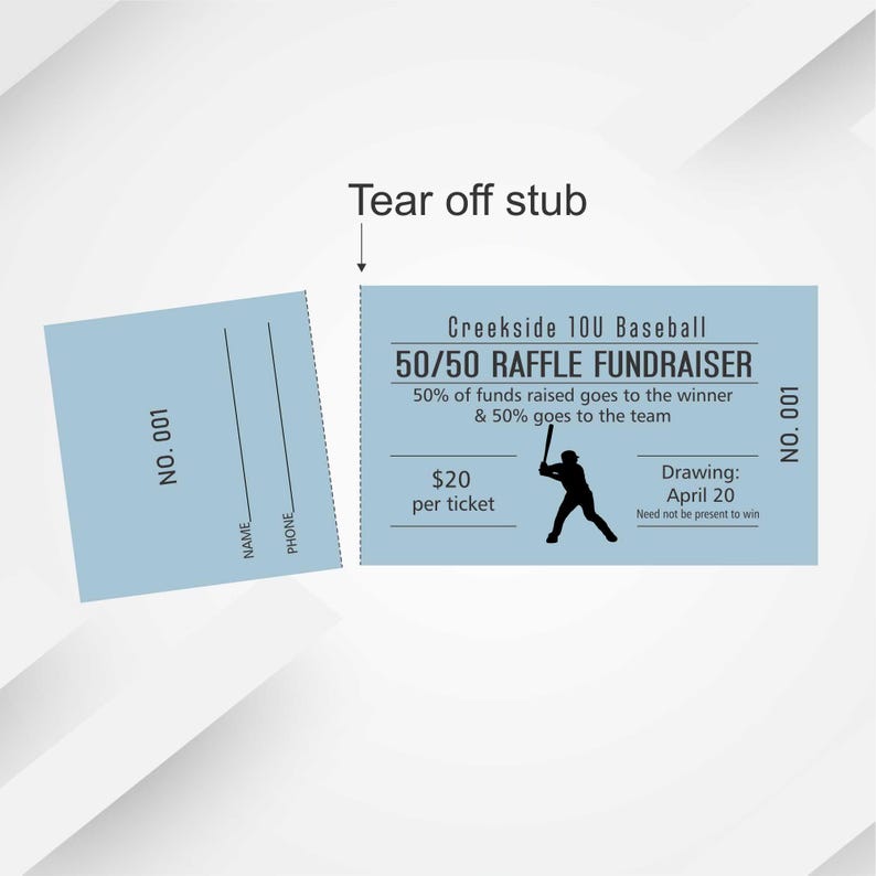 500 Numbered Raffle Tickets With Tear-off Stub: Fundraiser Tickets - Etsy