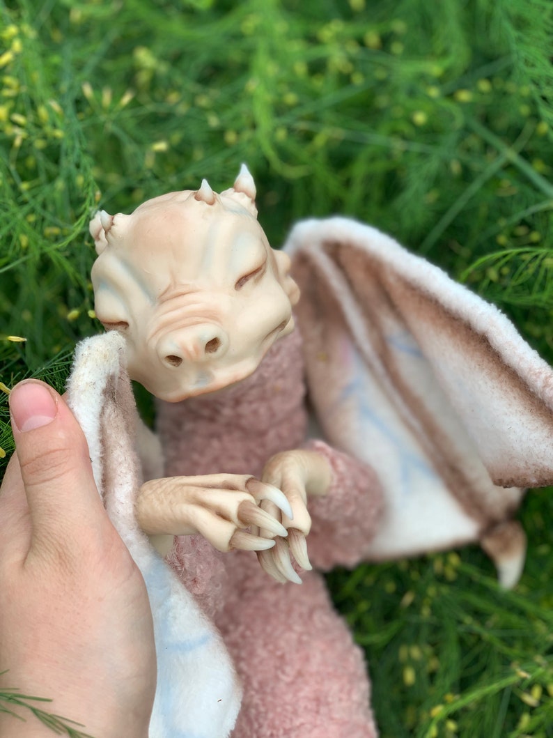 Pink sleeping dragon dragon toy Realistic dragonreal Etsy