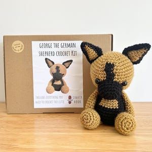 NEW Crochet kit for a cute amigurumi animal dog toy ~ George the German Shepherd ~ DIY kit/crafting kit/starter pack