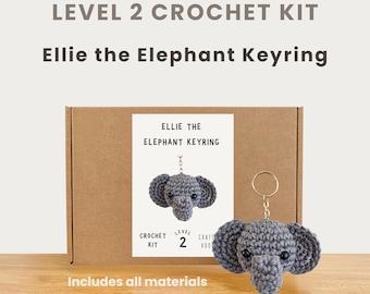 Ellie de Olifant-sleutelhanger 100% katoenen haakpakket - Amigurumi Amimal DIY Kit | Starterspakket