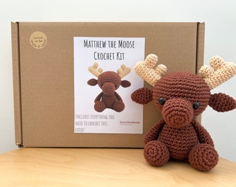 NEW Crochet kit for a cute amigurumi animal toy ~ Matthew the Moose ~ DIY kit/crafting kit/starter pack