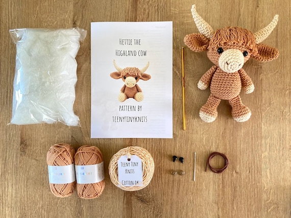 Crochet Kit for a Cute Amigurumi Animal Toy Hettie the Highland Cow DIY  Kit/crafting Kit/starter Pack 