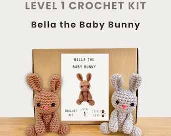 Bella the Baby Bunny 100% Cotton Crochet Kit - Amigurumi Animal DIY Kit | Beginner Friendly