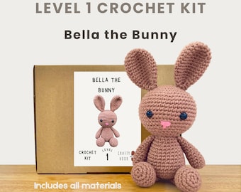 Bella the Bunny 100% Cotton Crochet Kit - Amigurumi Animal DIY Kit | Beginner Friendly