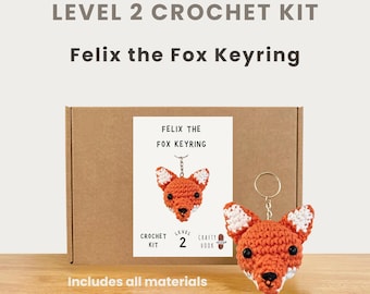 Felix the Fox Keyring 100% Cotton Crochet Kit - Amigurumi Amimal DIY Kit | Starter Pack