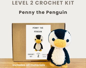 Penny the Penguin 100% Cotton Crochet Kit - Amigurumi Animal DIY Kit | Starter Pack