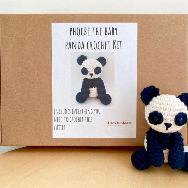 Crochet kit for a cute amigurumi animal toy ~ Phoebe the baby Panda ~ DIY kit/crafting kit/starter pack