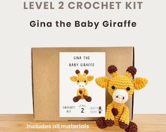 Gina the Baby Giraffe 100% Cotton Crochet Kit - Amigurumi Animal DIY Kit | Starter Pack