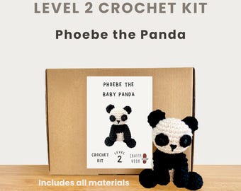 Phoebe the Baby Panda 100% Cotton Crochet Kit - Amigurumi Animal DIY Kit | Starter Pack