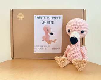NEW Crochet kit for a cute amigurumi animal bird ~ Florence the Flamingo ~ DIY kit/crafting kit/starter pack