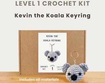 Kevin the Koala Keyring 100% Cotton Crochet Kit - Amigurumi Animal DIY Kit | Beginner Friendly