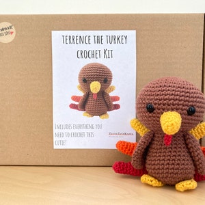 Crochet kit for a cute amigurumi animal Christmas bird ~ Terrence the Turkey ~ DIY kit/crafting kit/starter pack