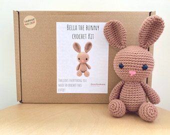 Crochet kit for a cute amigurumi animal toy ~ Bella the Bunny ~ DIY kit/crafting kit/starter pack