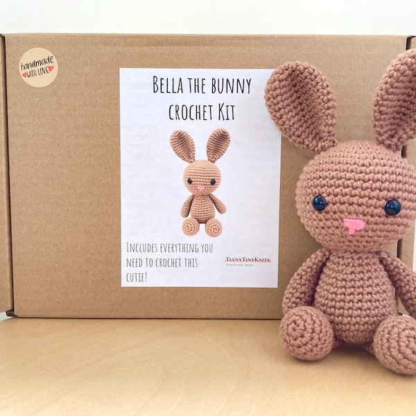Crochet kit for a cute amigurumi animal toy ~ Bella the Bunny ~ DIY kit/crafting kit/starter pack